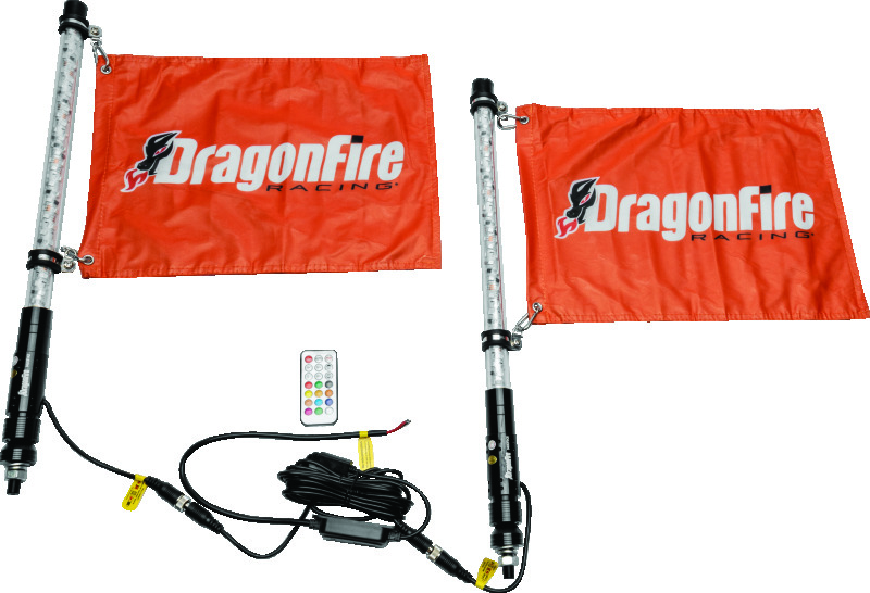 DragonFire Racing 522803 - 2Ft Spiral Led Whip- Clear- sold in pairs