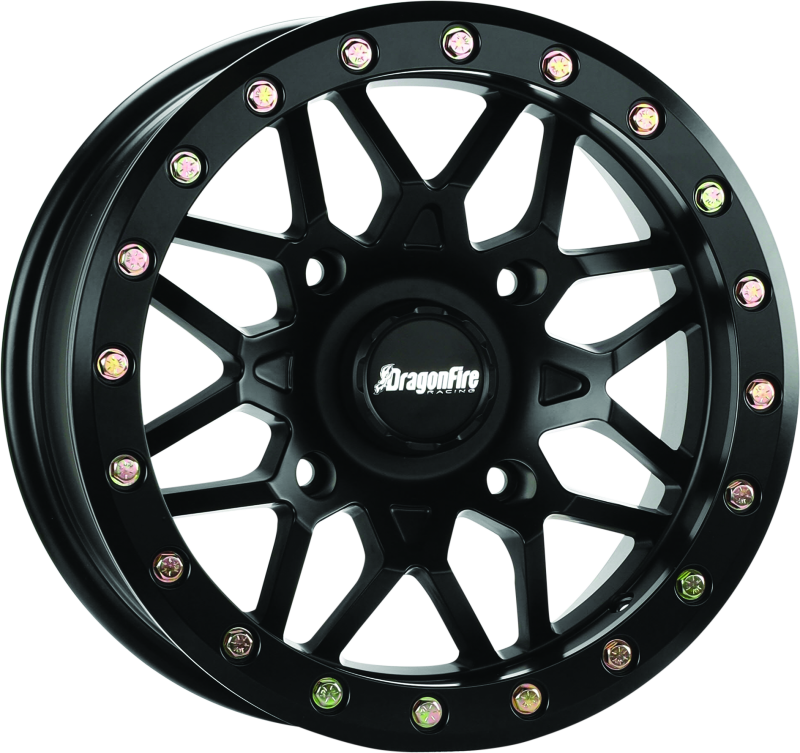 DragonFire Racing 523199 - Typhon Wheel 15X6 4/137 5+1 +40 M Machined Black