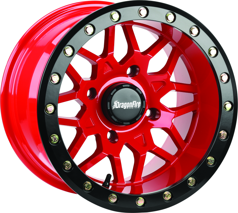 DragonFire Racing 523209 - Typhon Wheel 15X10 4/137 5+5 +0 Machined Red