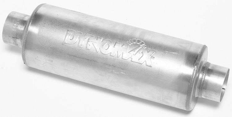 Dynomax 17224 - Muffler - Ultra Flo Welded - 3.5 in Center Inlet - 3.5 in Center Outlet - 16 x 6 in Round Body - 21 in Long - Stainless - Natural - Universal - Each