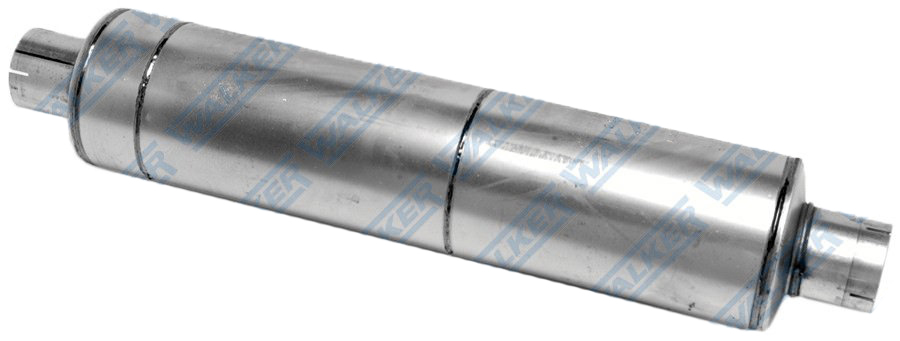 Dynomax 21470 - Muffler - Mega-Flow - 3.5 in Center Inlet - 3.5 in Center Outlet - 31 x 7 in Round Body - 37 in Long - Steel - Aluminized - RV - Each