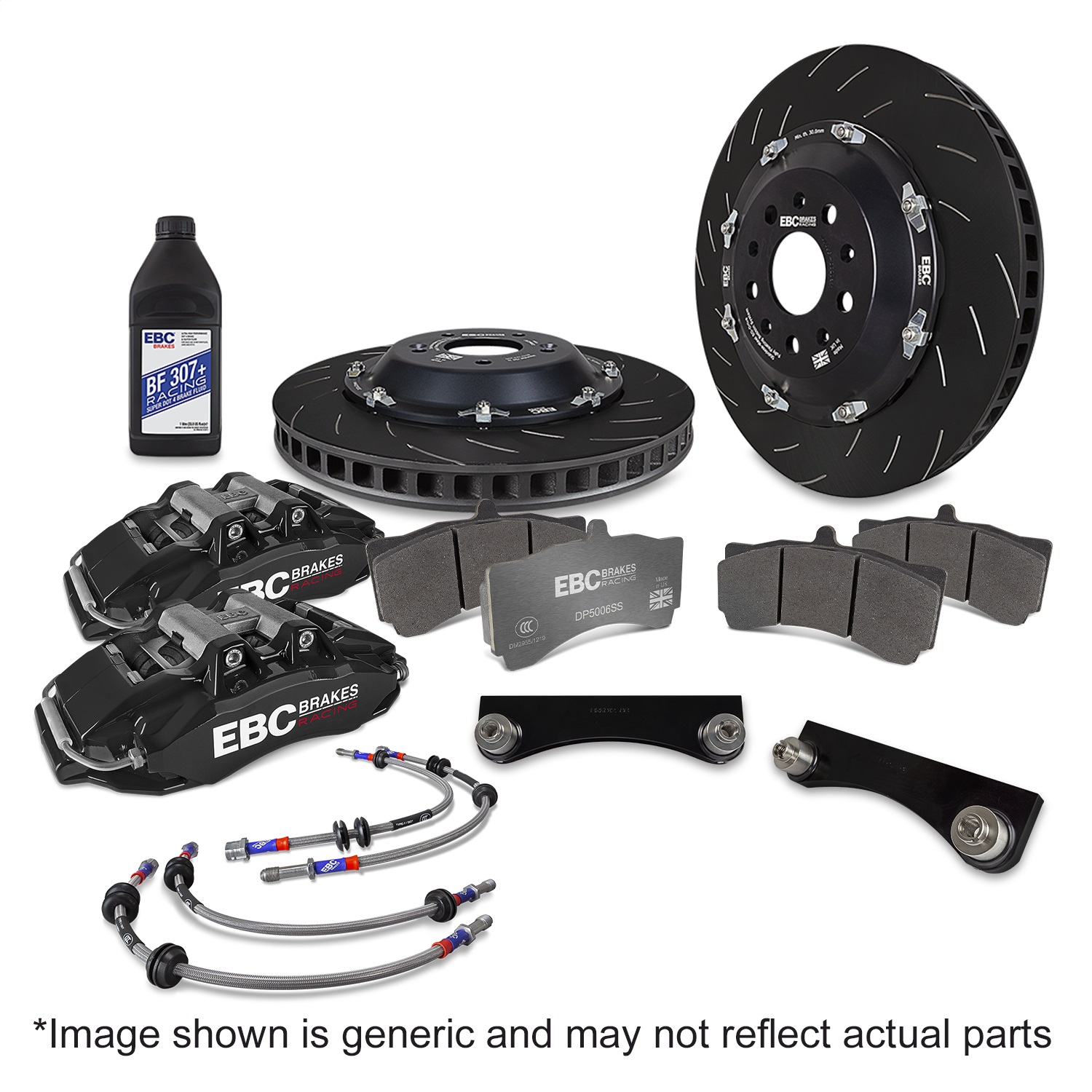 EBC BBK036BLK-1 - Racing 08-21 Nissan 370Z Black Apollo-6 Calipers 355mm Rotors Front Big Brake Kit