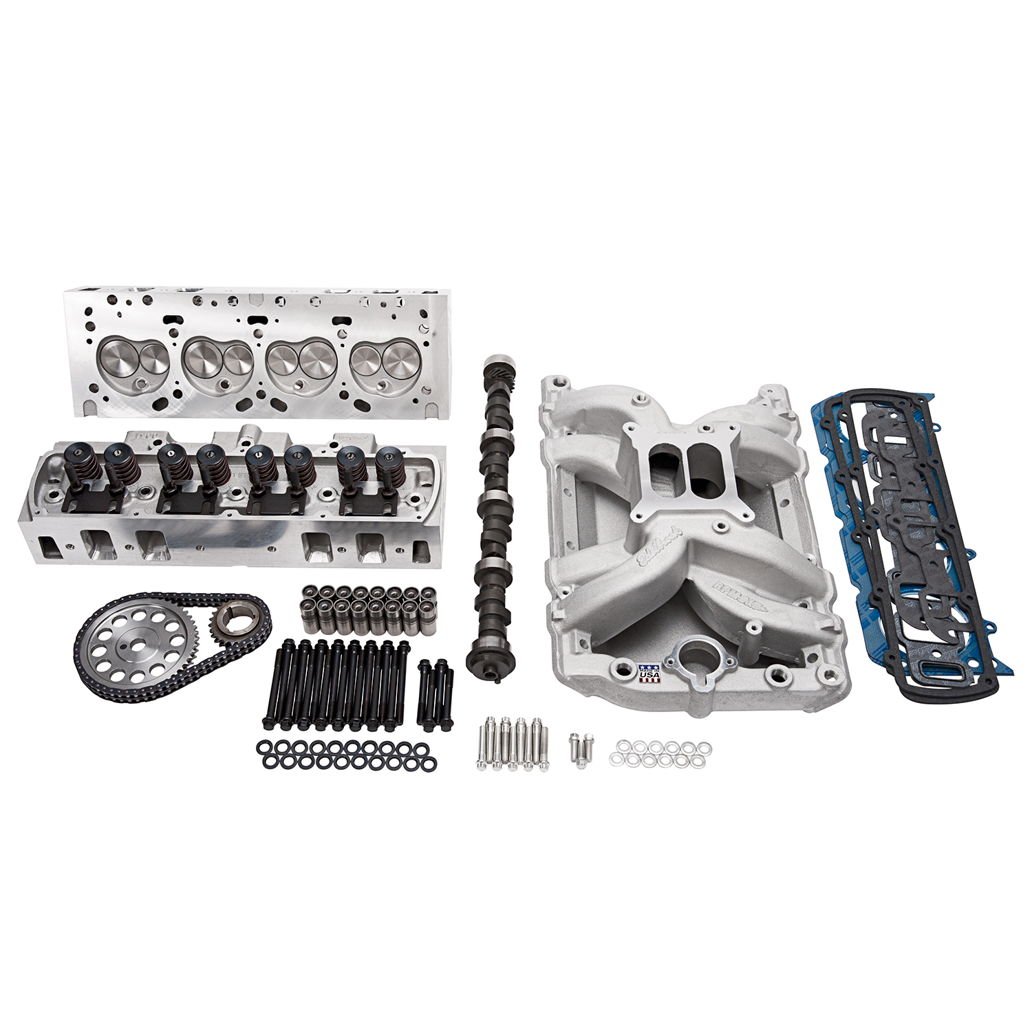 Edelbrock 2058 - Power Package Top End Kit Performer RPM Oldsmobile 1965-1976 400-500 Big Block V8 450+ Hp