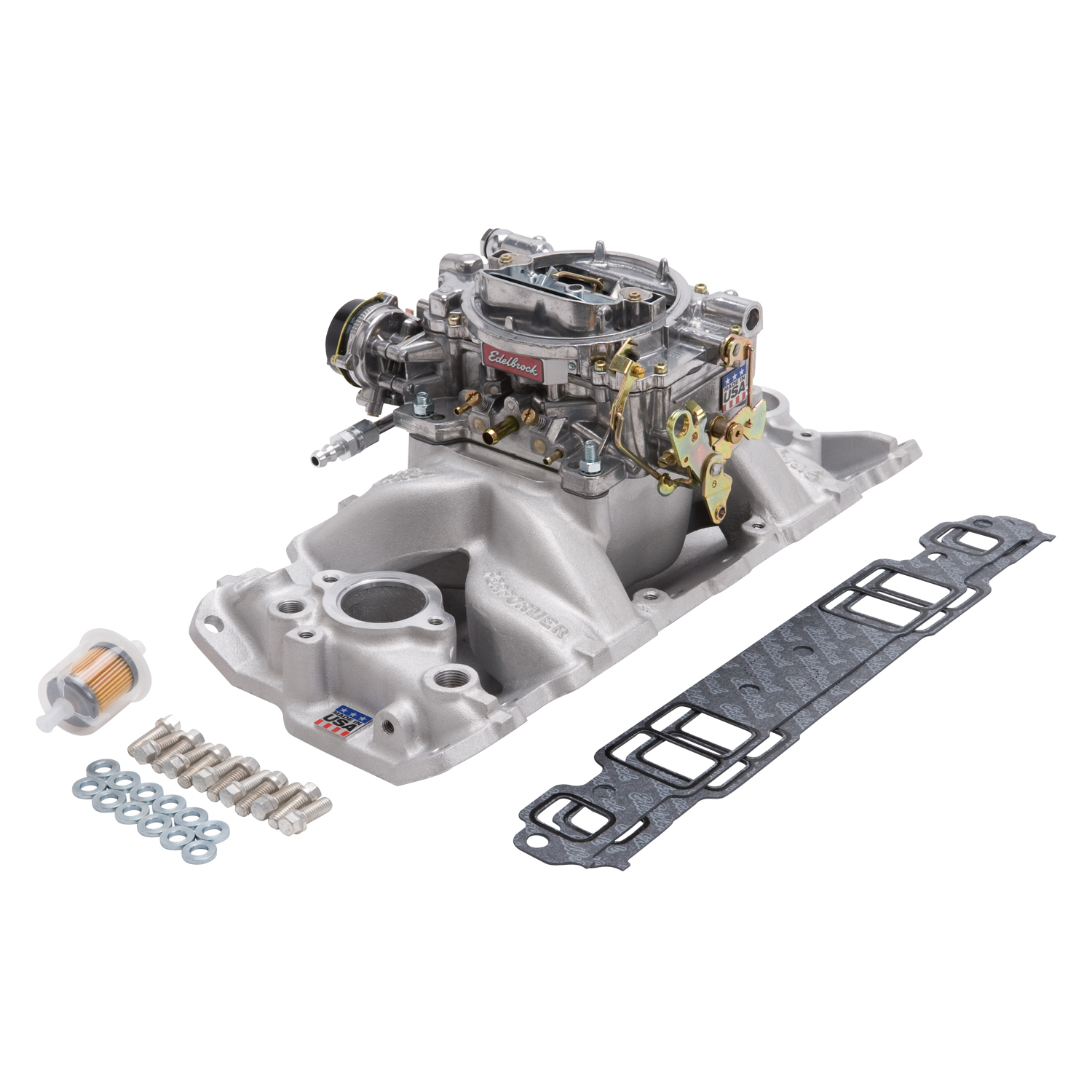 Edelbrock 2020 - Manifold And Carb Kit Performer Air-Gap Small Block Chevrolet 1957-1986 Natural Finish Edelbrock 2020 - Manifold And Carb Kit Performer Air-Gap Small Block Chevrolet 1957-1986 Natural Finish