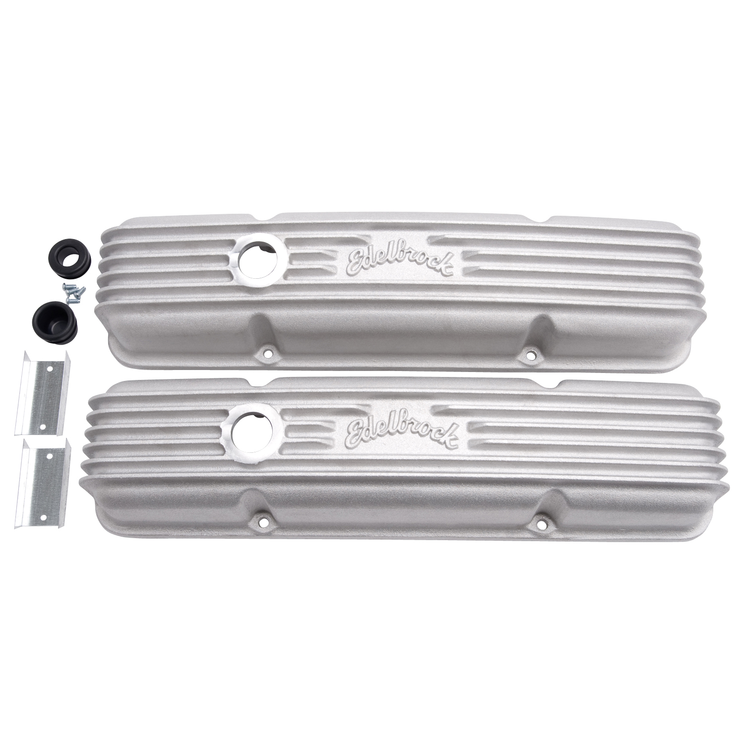 Edelbrock 41439 - Valve Cover Classic Series Chevrolet 1959-1986 262-400 CI V8 w/ Breather Holes Satin