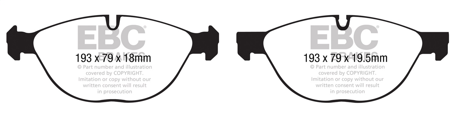 EBC DP61994 - 10-14 BMW X5 4.4 Twin Turbo (50) Greenstuff Front Brake Pads