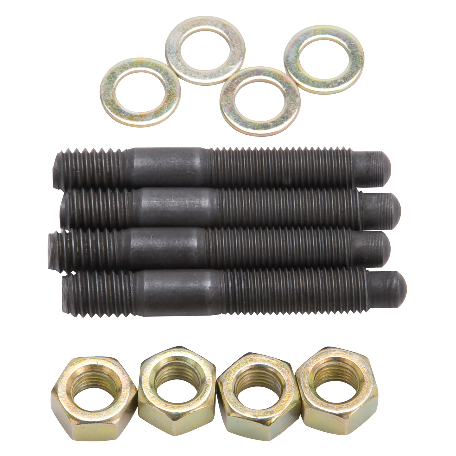 Edelbrock 8060 - Carburetor Mounting Studs Bullet Nosed Black Oxide Gold Iridite Washers/Nuts Set of 4 Edelbrock 8060 - Carburetor Mounting Studs Bullet Nosed Black Oxide Gold Iridite Washers/Nuts Set of 4