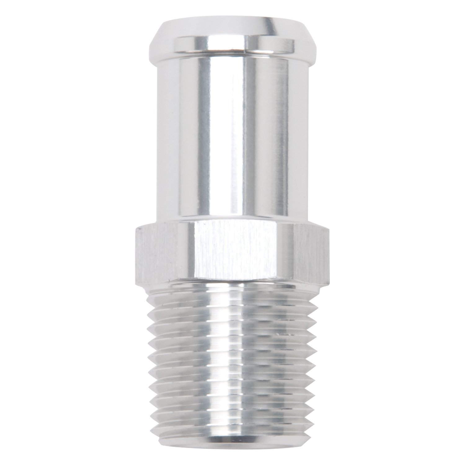 Edelbrock 8184 - Hose End Straight 1/2In NPT to 3/4In Barb Clear Anodize