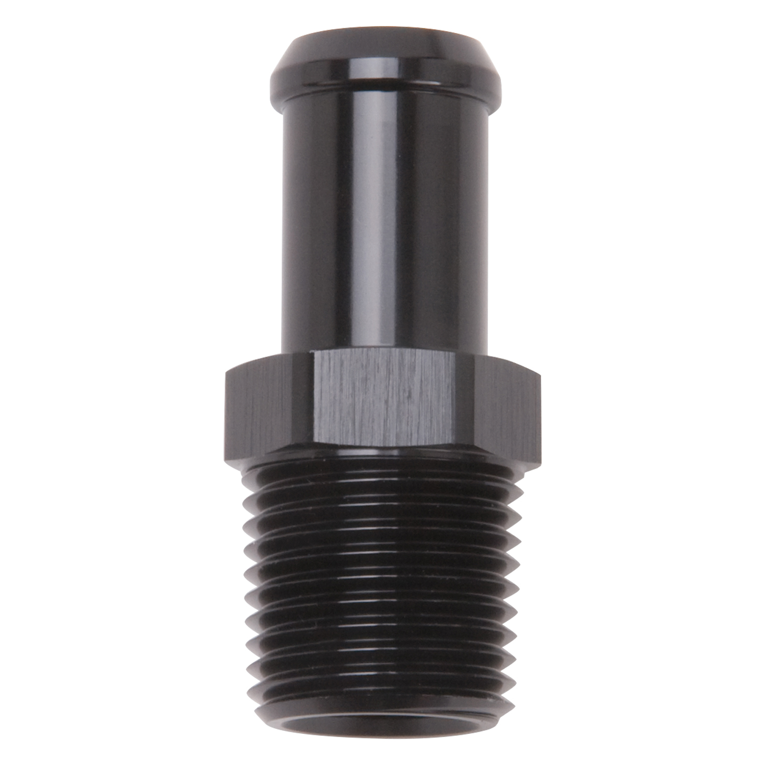 Edelbrock 8159 - Hose End Straight 1/2In NPT to 5/8In Barb Black Anodize