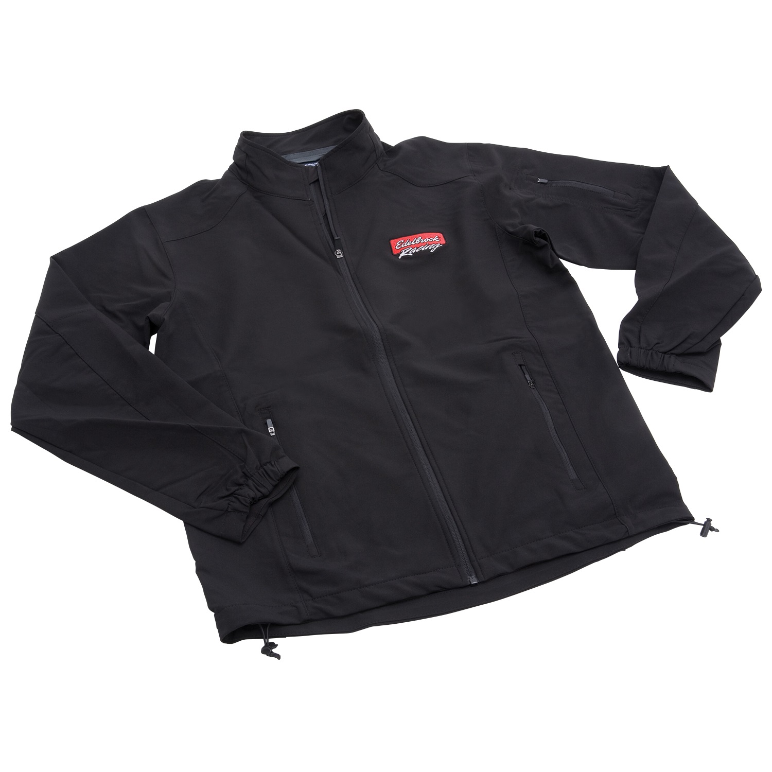 Edelbrock 98252 - The  Weather Resistant Jacket features breathable stretch fabric to help keep you protected from the elements while at the track. It also has a zippered utility pocket on the upper left arm
