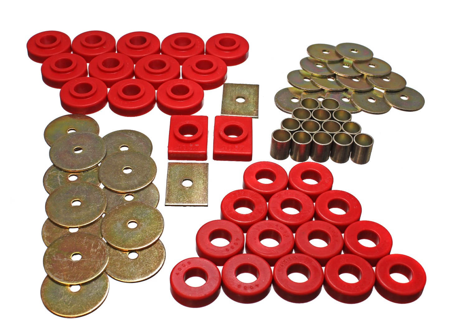 Energy Suspension 3.4106R - 55-57 Chevy Full Size (Belair/Caprice/Impala) Red Body Mount Set Energy Suspension 3.4106R - 55-57 Chevy Full Size (Belair/Caprice/Impala) Red Body Mount Set