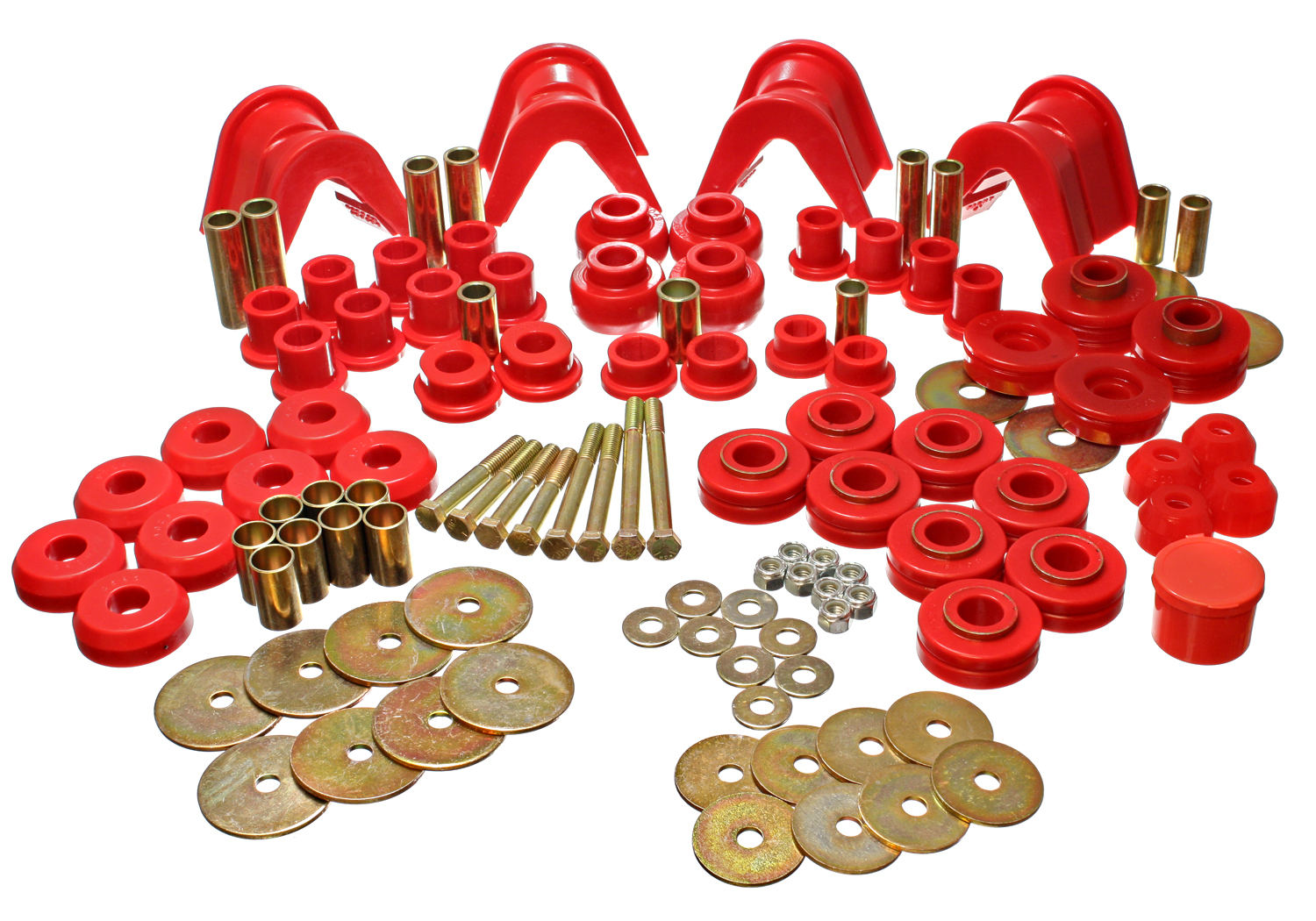Energy Suspension 4.18105R - 66-77 Ford Bronco 4WD (w/ 4 Deg C-Bushings) Red Hyper-Flex Master Bushing Set Energy Suspension 4.18105R - 66-77 Ford Bronco 4WD (w/ 4 Deg C-Bushings) Red Hyper-Flex Master Bushing Set