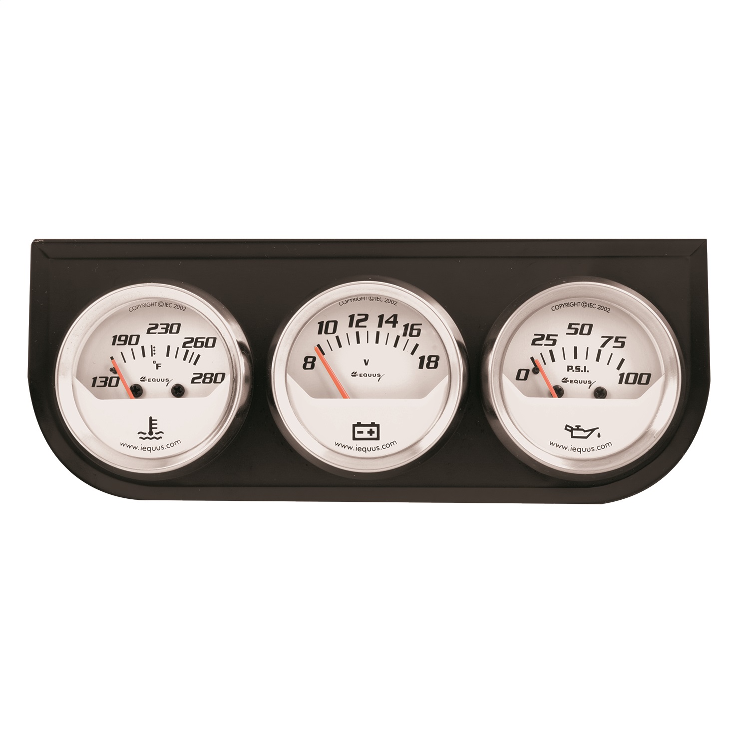 Equus E5200 - 2 in. White Volt Triple Gauge Kit