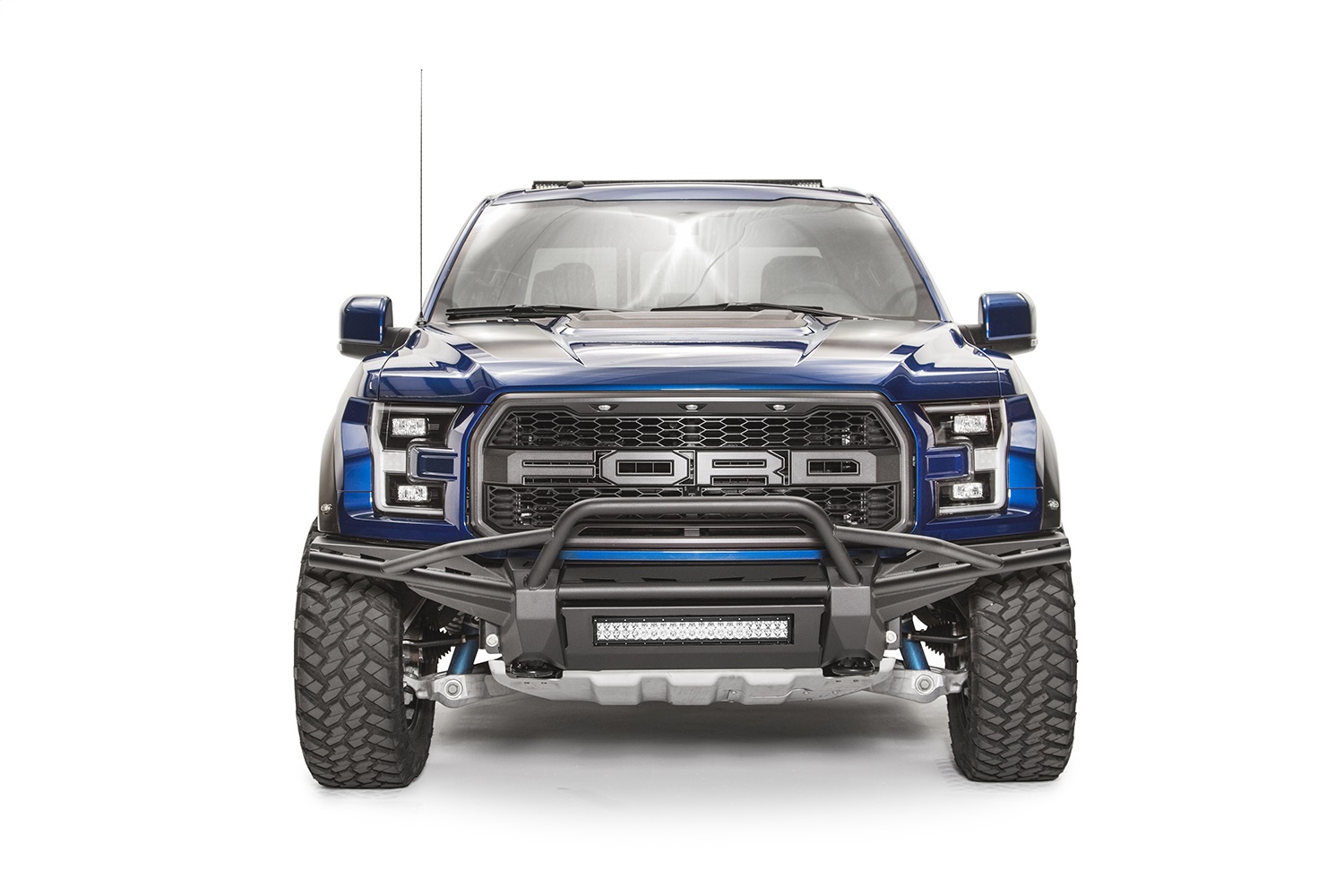 Fab Fours FF17-D4372-1 - Aero Front Bumper; 2 Stage Black Powder Coated; w/Pre-Runner Guard; Fab Fours FF17-D4372-1 - Aero Front Bumper; 2 Stage Black Powder Coated; w/Pre-Runner Guard;