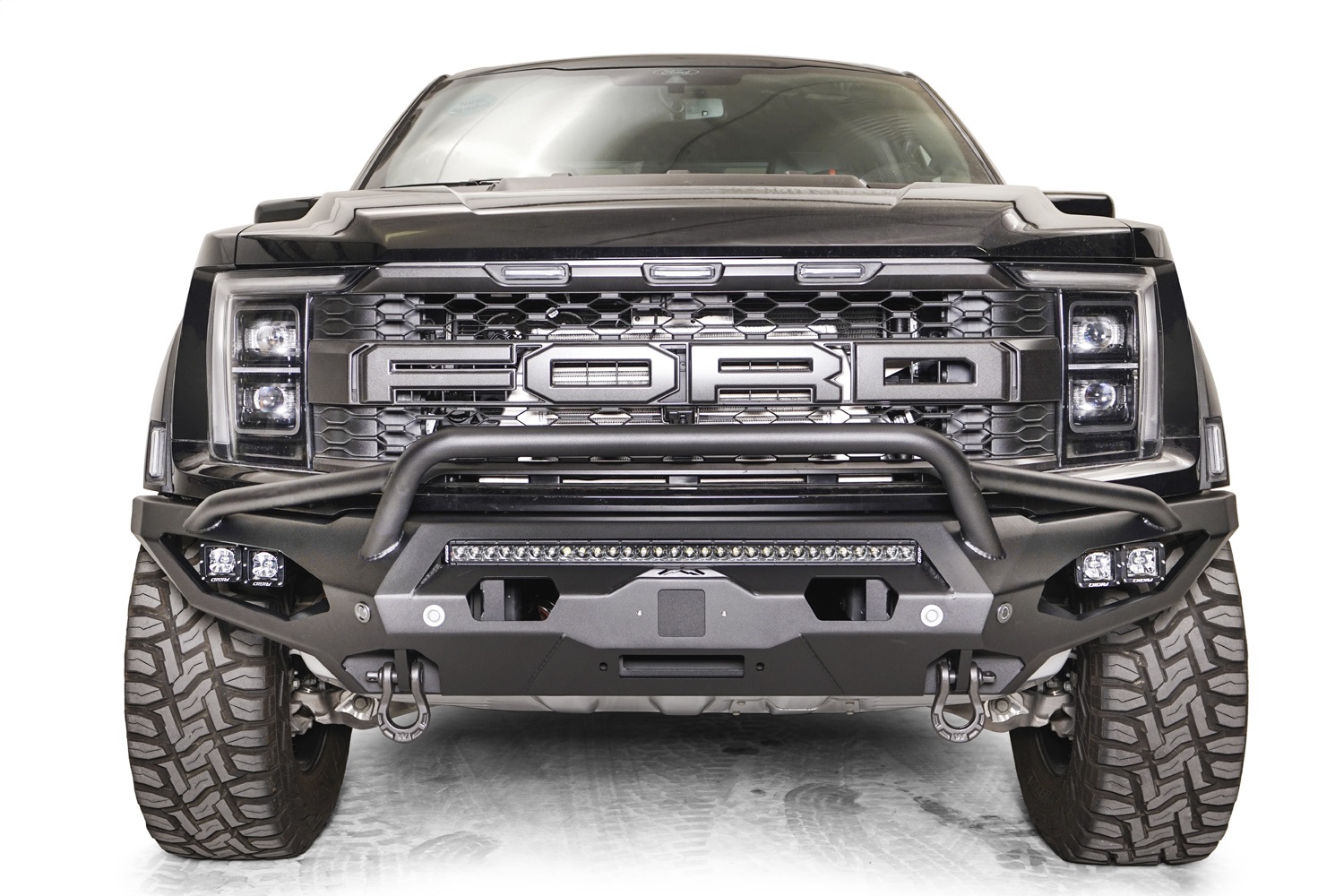 Fab Fours FR21-X5352-1 - Matrix Front Bumper; 2 Stage Black Powder Coated; w/Pre-Runner Guard; ACC Compatible;