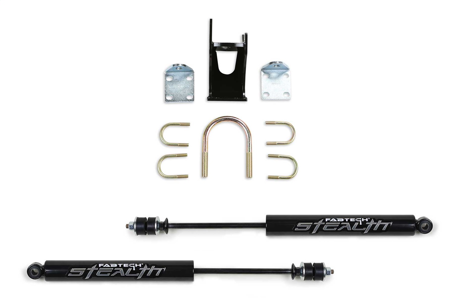 Fabtech FTS8046 - 05-21 Ford F250/350 4WD Dual Stealth Steering Stabilizer Kit - Opposing Style