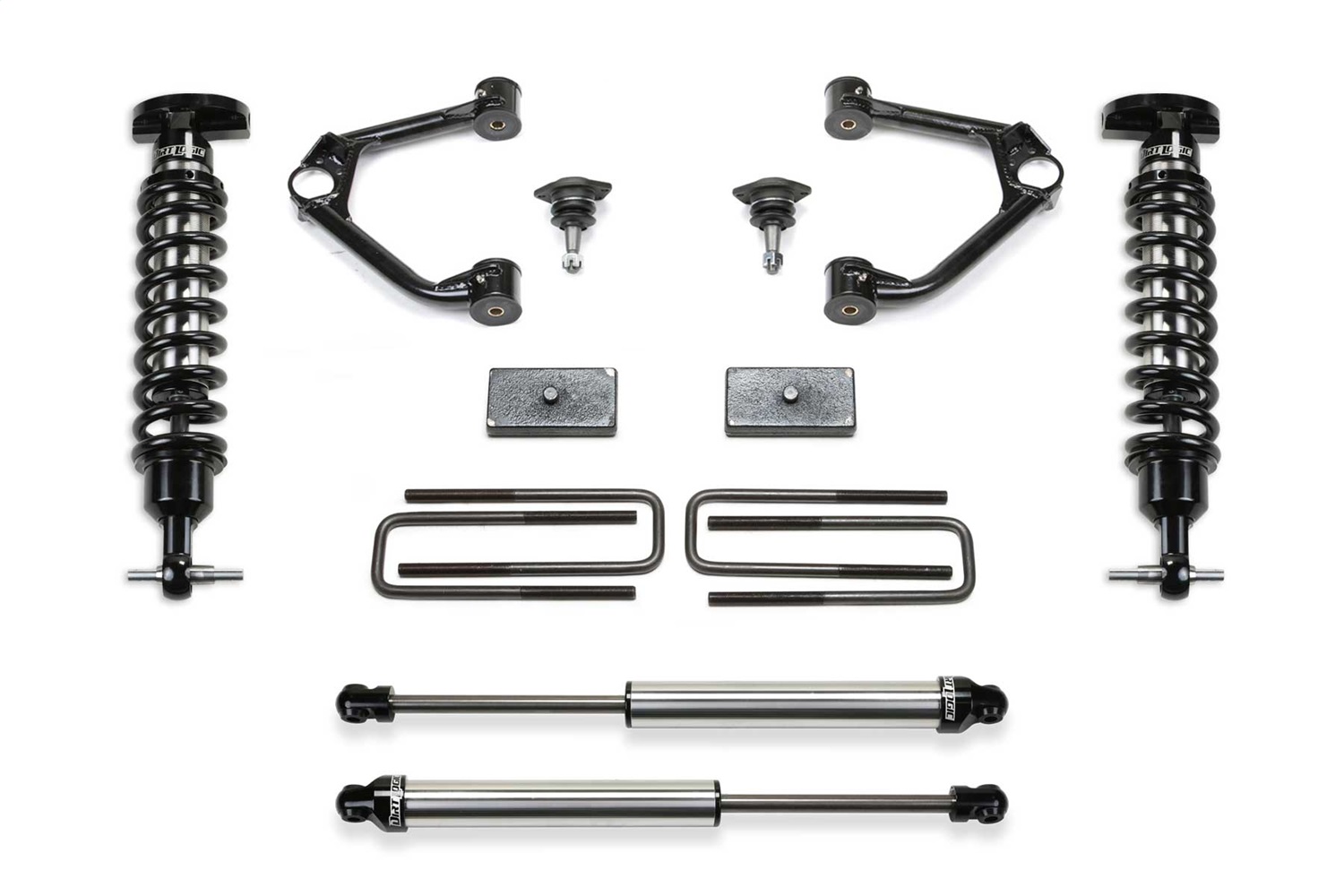 Fabtech K1163DL - 19-20 GM K1500 P/U w/Trail Boss/At4 Pkg Diesel 1.5in Budget Sys w/Dl 2.5 & 2.25 Fabtech K1163DL - 19-20 GM K1500 P/U w/Trail Boss/At4 Pkg Diesel 1.5in Budget Sys w/Dl 2.5 & 2.25