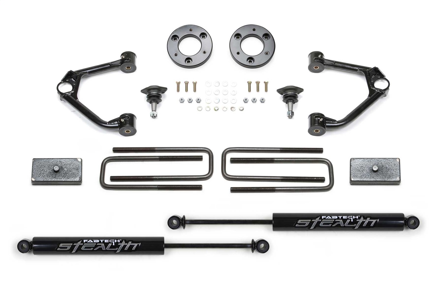 Fabtech K1152M - 19-20 GM K1500 P/U w/Trail Boss/At4 Pkg 1.5in Budget Sys w/Stealth Fabtech K1152M - 19-20 GM K1500 P/U w/Trail Boss/At4 Pkg 1.5in Budget Sys w/Stealth