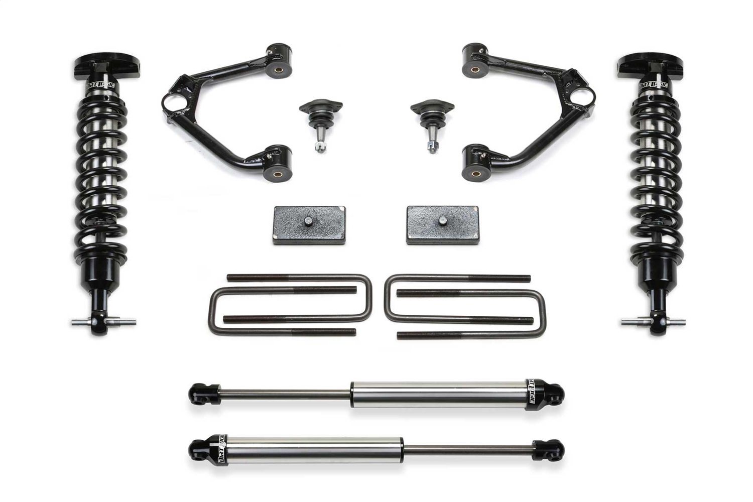 Fabtech K1153DL - 19-20 GM K1500 P/U w/Trail Boss/At4 Pkg 1.5in Budget Sys w/Dl 2.5 & 2.25 Fabtech K1153DL - 19-20 GM K1500 P/U w/Trail Boss/At4 Pkg 1.5in Budget Sys w/Dl 2.5 & 2.25