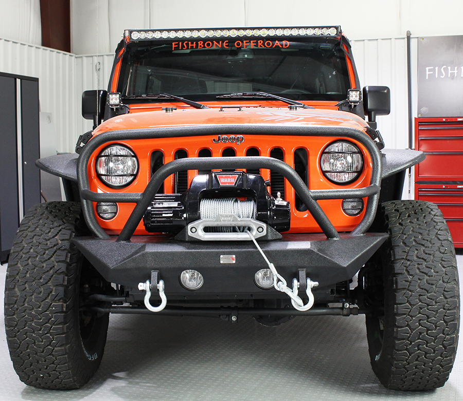 Fishbone Offroad FB22062 - Jeep JK Front Winch Bumper W/Grille Guard 07-18 Wrangler JK Manowar Series Offroad Fishbone Offroad FB22062 - Jeep JK Front Winch Bumper W/Grille Guard 07-18 Wrangler JK Manowar Series Offroad
