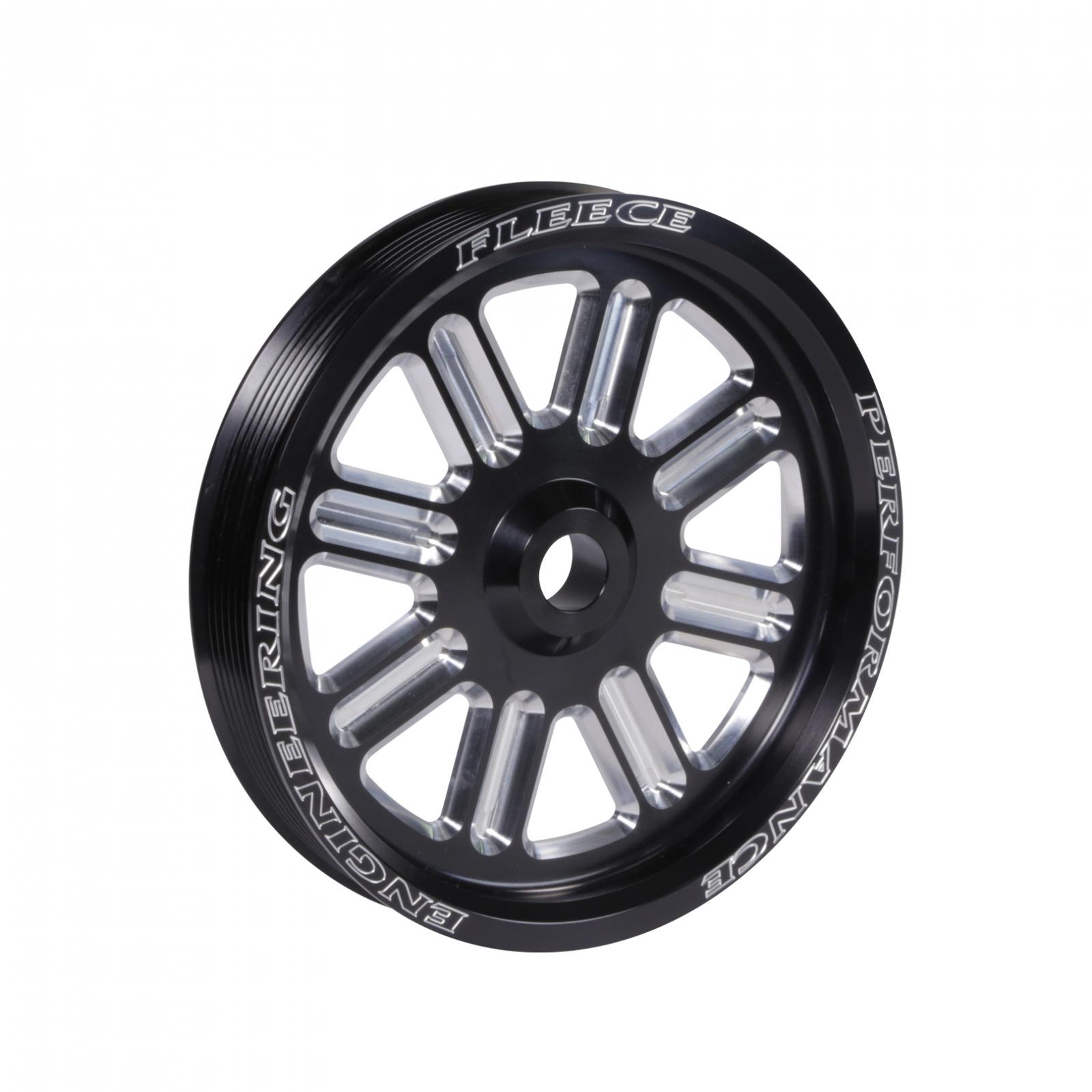 Fleece Performance FPE-34211-BLK-SPK - Spoke Design Cummins Dual Pump Pulley Fleece Black Performance