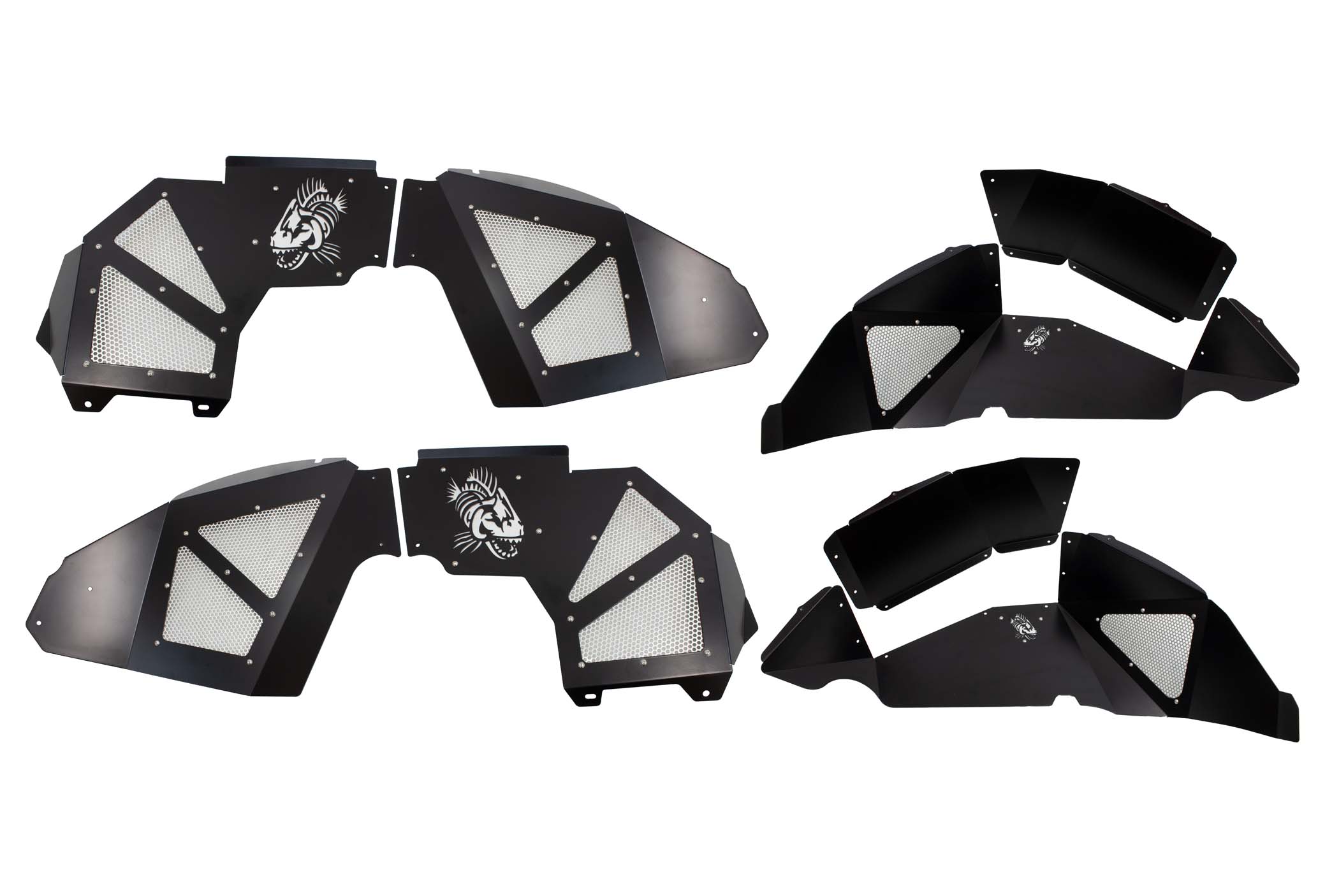 Fishbone Offroad FB33130 - Jeep JL Inner Fenders For 18-Current Wrangler JL Front/Rear Set of 4 Aluminum Black Powdercoat  Offroad