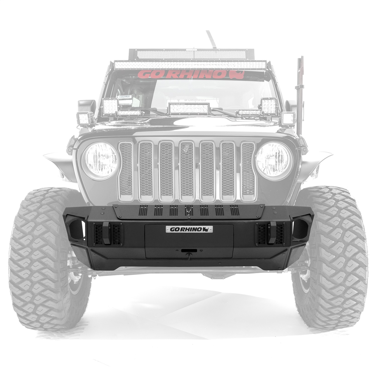 Go Rhino 230111T - 07-20 Jeep Wrangler JL/JLU/JK/JKU/Gladiator JT Trailline Front Stubby Bumper