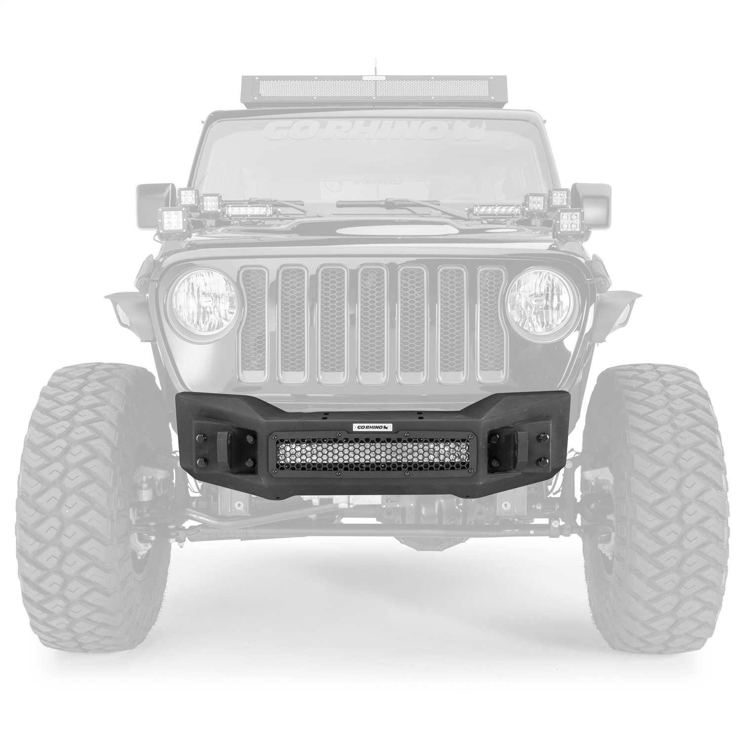 Go Rhino 331100T - 07-20 Jeep Wrangler JL/JLU/JK/JKU/Gladiator JT Rockline Front Stubby Bumper