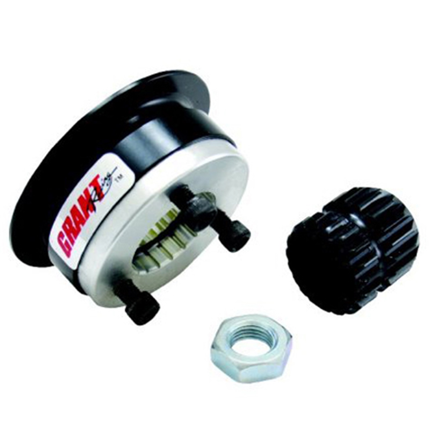 Grant 3002 - Steering Wheel Quick Release - Pinless - 360 Degree Release - Aluminum - Black Anodized - 3-Bolt Steering Wheel - Ford 40 Spline Shaft - Kit