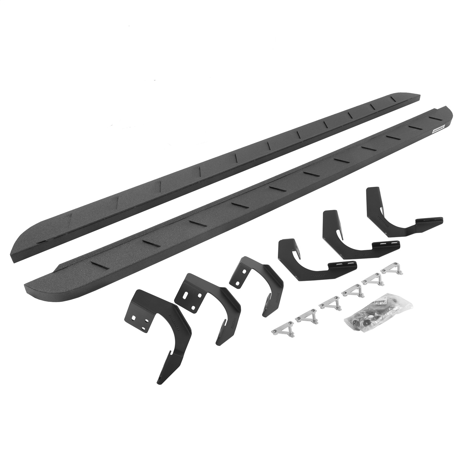 Go Rhino 63430680ST -  RB10 Slim Line Running Boards With Mounting Brackets - Protective Bedliner Coating