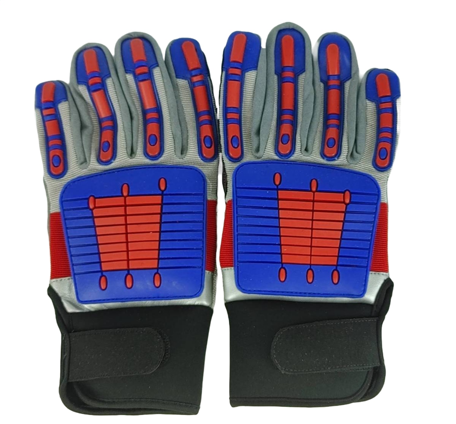 Granatelli Motorsports 706527 - Granatelli Medium Off Road Style Work Gloves - Red/Blue/Gray/Black