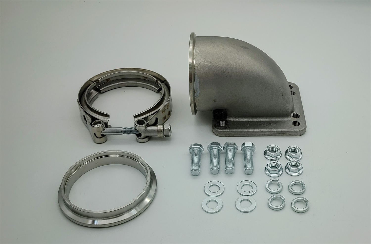 Granatelli Motorsports 540209 - Granatelli 90 Deg Cast Elbow 3.0in V-Band to T3/T4 Housing Threaded Turbo Adapter Granatelli Motorsports 540209 - Granatelli 90 Deg Cast Elbow 3.0in V-Band to T3/T4 Housing Threaded Turbo Adapter