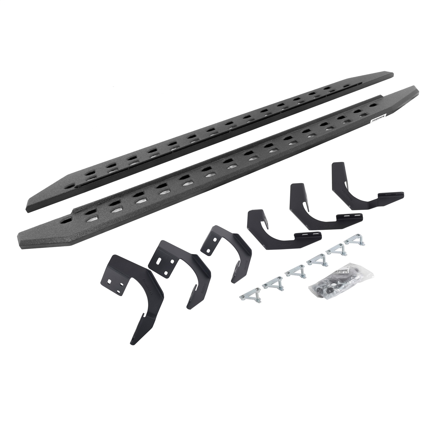 Go Rhino 69420687ST - 15-22 Ram 1500 CC 4DR (Clssc Bdy) RB20 Slim Running Boards Kit (w/Brackets) - Bedliner Coat