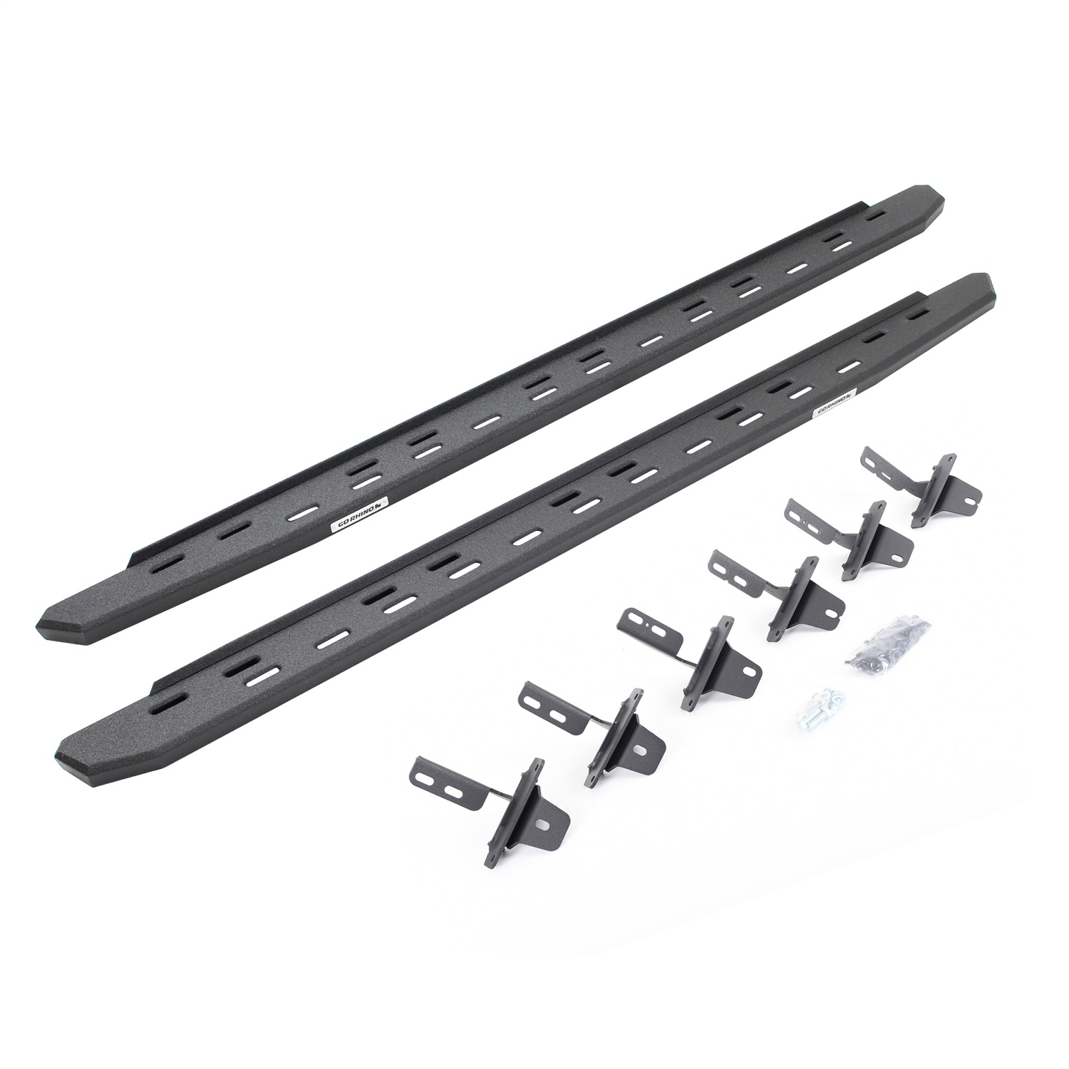 Go Rhino 69612973ST -  RB30 Slim Line Running Boards with Mounting Bracket Kit - Protective Bedliner Coating