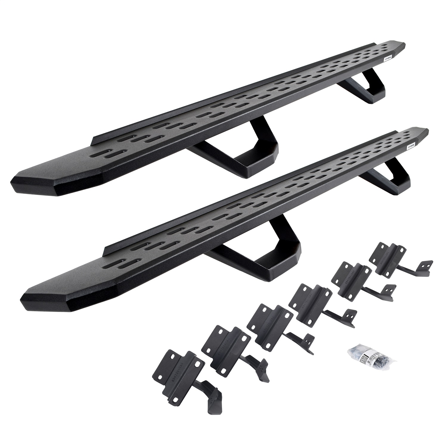 Go Rhino 6961508720PC -  RB30 Running Boards with Mounting Brackets & 2 Pairs of Drops Steps Kit - Textured Black
