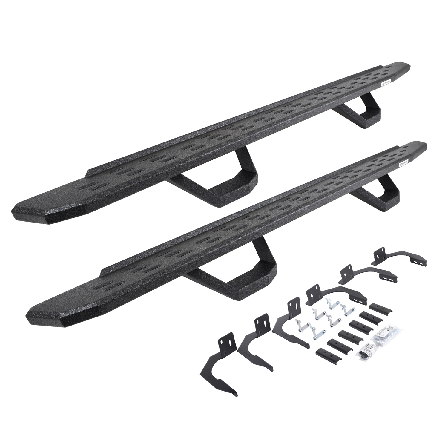 Go Rhino 6961068720T -  RB30 Running Boards with Mounting Brackets & 2 Pairs of Drops Steps Kit - Protective Bedliner Coating