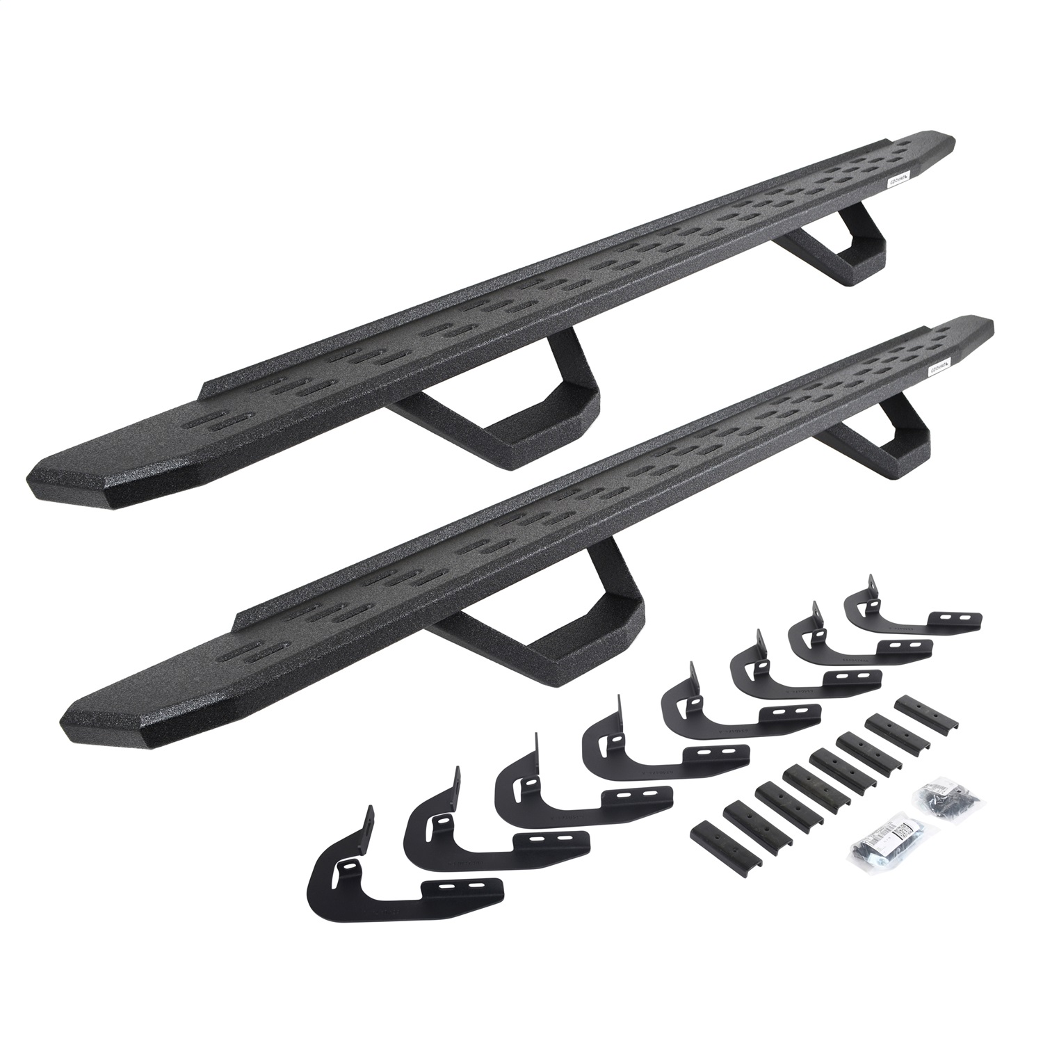 Go Rhino 6960478720T -  RB30 Running Boards with Mounting Brackets & 2 Pairs of Drops Steps Kit - Protective Bedliner Coating
