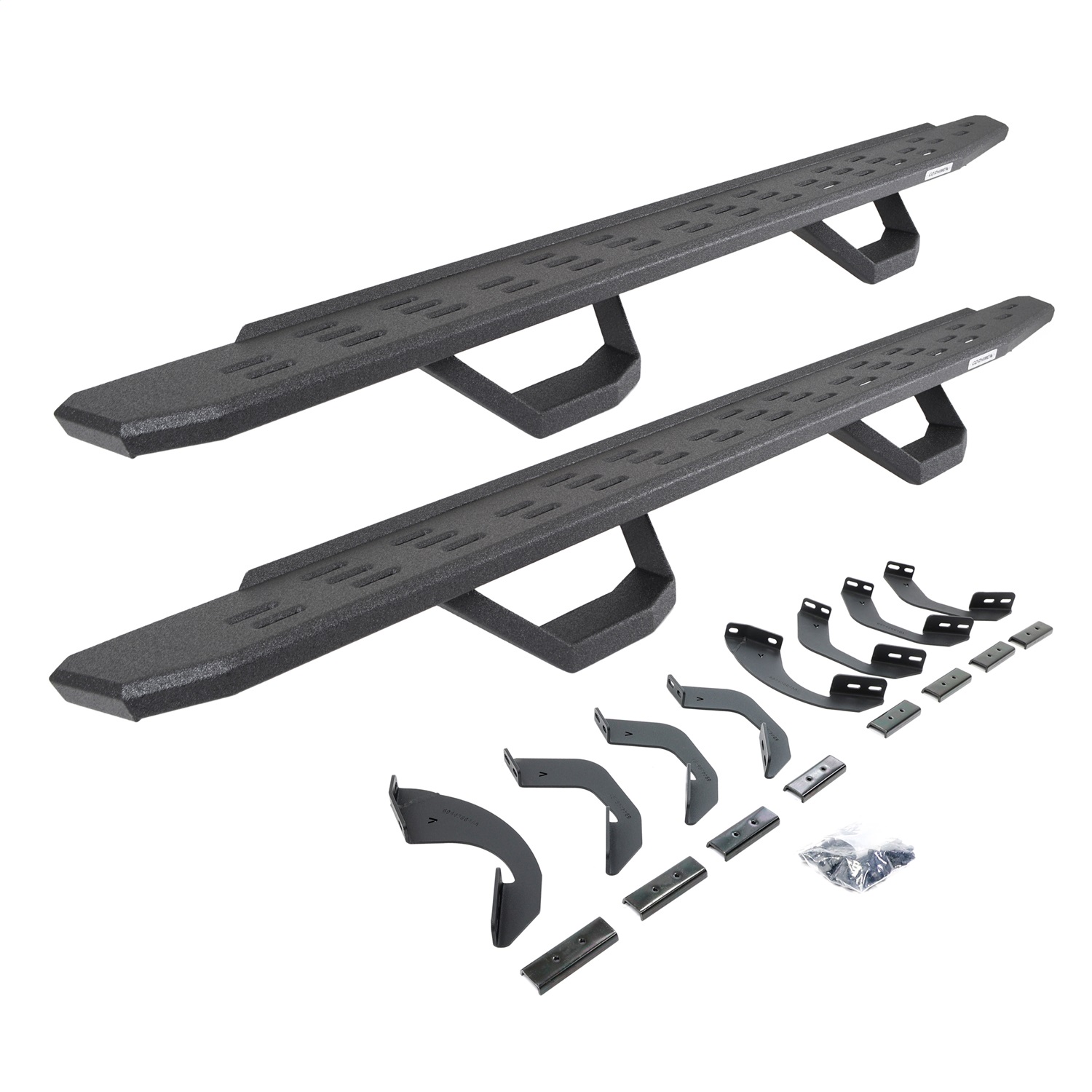 Go Rhino 6964358020T -  RB30 Running Boards with Mounting Brackets & 2 Pairs of Drops Steps Kit - Protective Bedliner Coating
