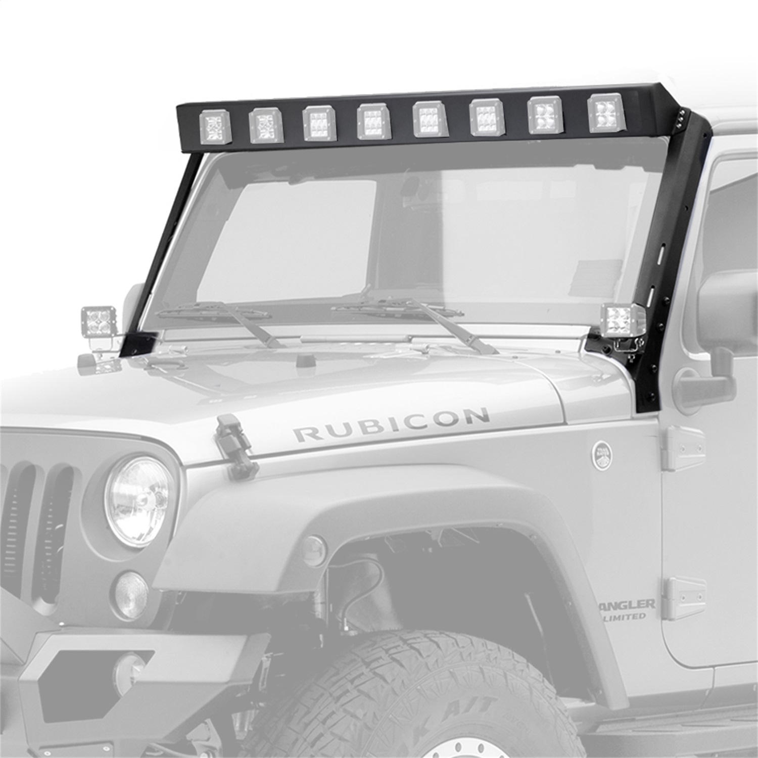 Go Rhino 738300T - 07-18 Jeep Wrangler JK WLF Windshield Light Mount Frame - Eight Cube Lights