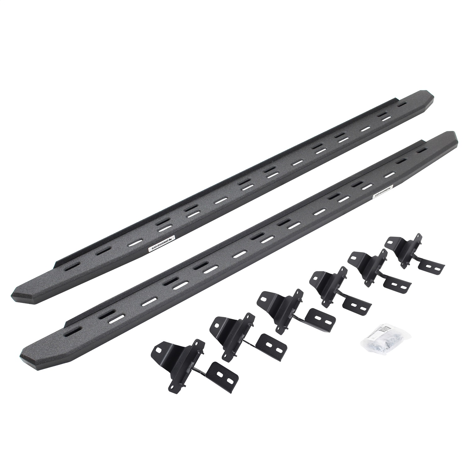Go Rhino 69650673ST -  RB30 Slim Line Running Boards with Mounting Bracket Kit - Protective Bedliner Coating