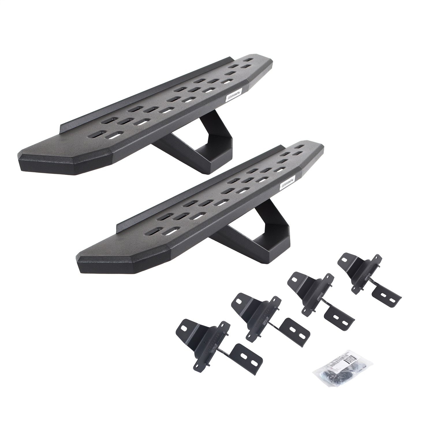Go Rhino 6969274810PC -  RB30 Running Boards with Mounting Brackets & 2 Pairs of Drops Steps Kit - Textured Black