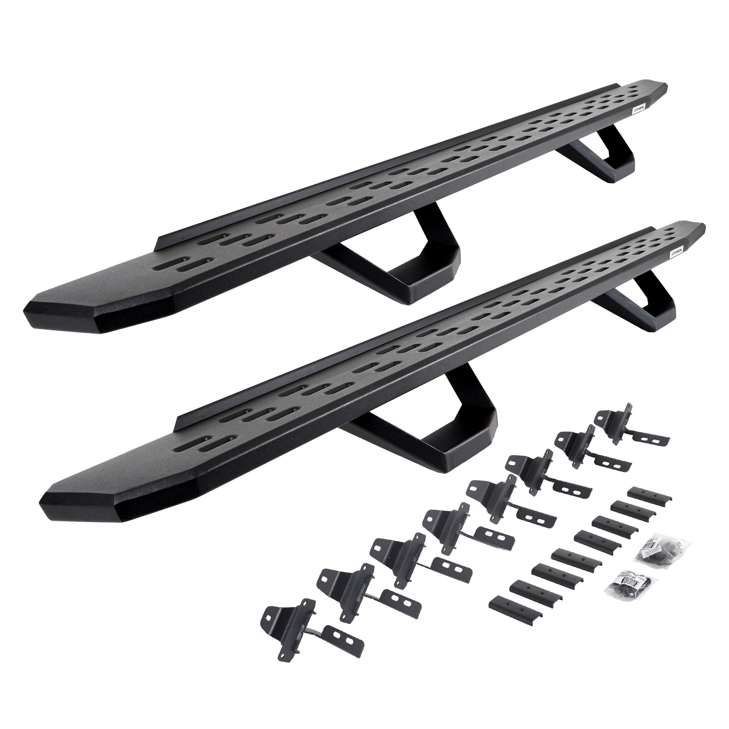Go Rhino 6965168720PC -  RB30 Running Boards with Mounting Brackets & 2 Pairs of Drops Steps Kit - Textured Black