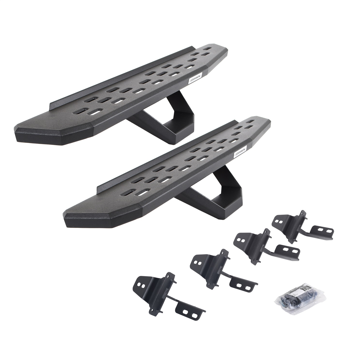 Go Rhino 6969264810PC -  RB30 Running Boards with Mounting Brackets & 2 Pairs of Drops Steps Kit - Textured Black
