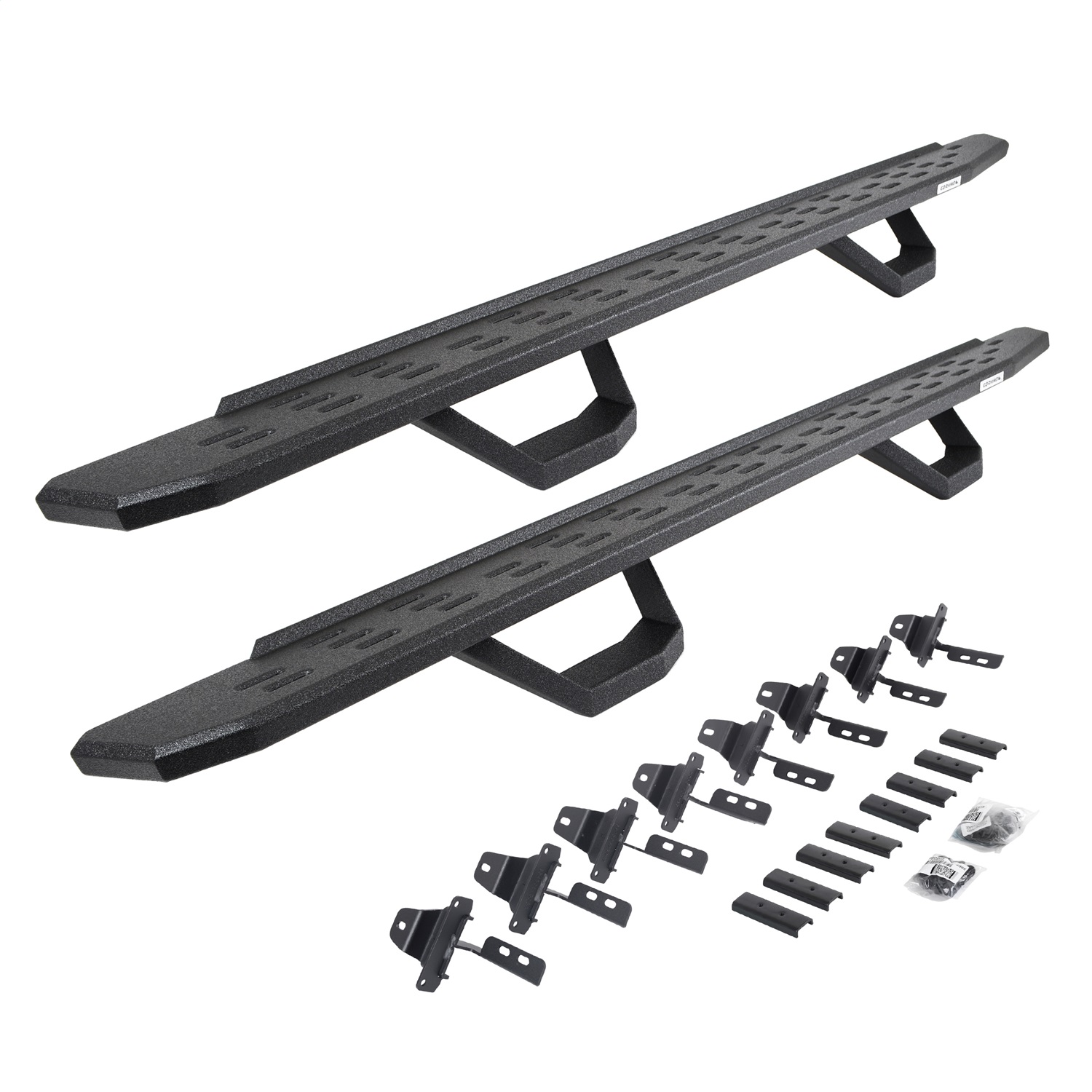 Go Rhino 6965168720T -  RB30 Running Boards with Mounting Brackets & 2 Pairs of Drops Steps Kit - Protective Bedliner Coating