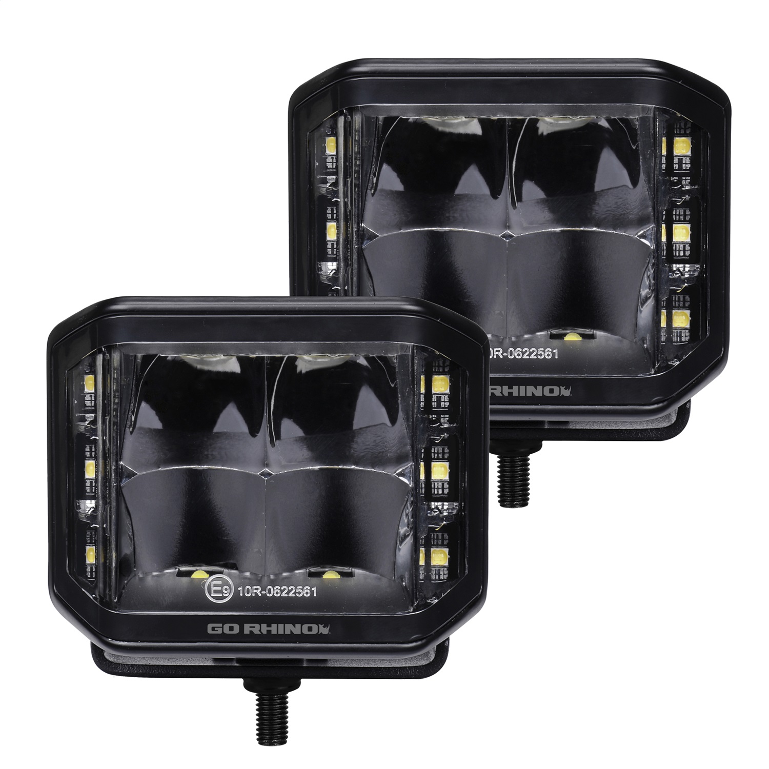 Go Rhino 750700321SCS - Xplor Blackout Series Cube LED Sideline Spot Light Kit (Surface Mount) 4x3 - Blk (Pair)