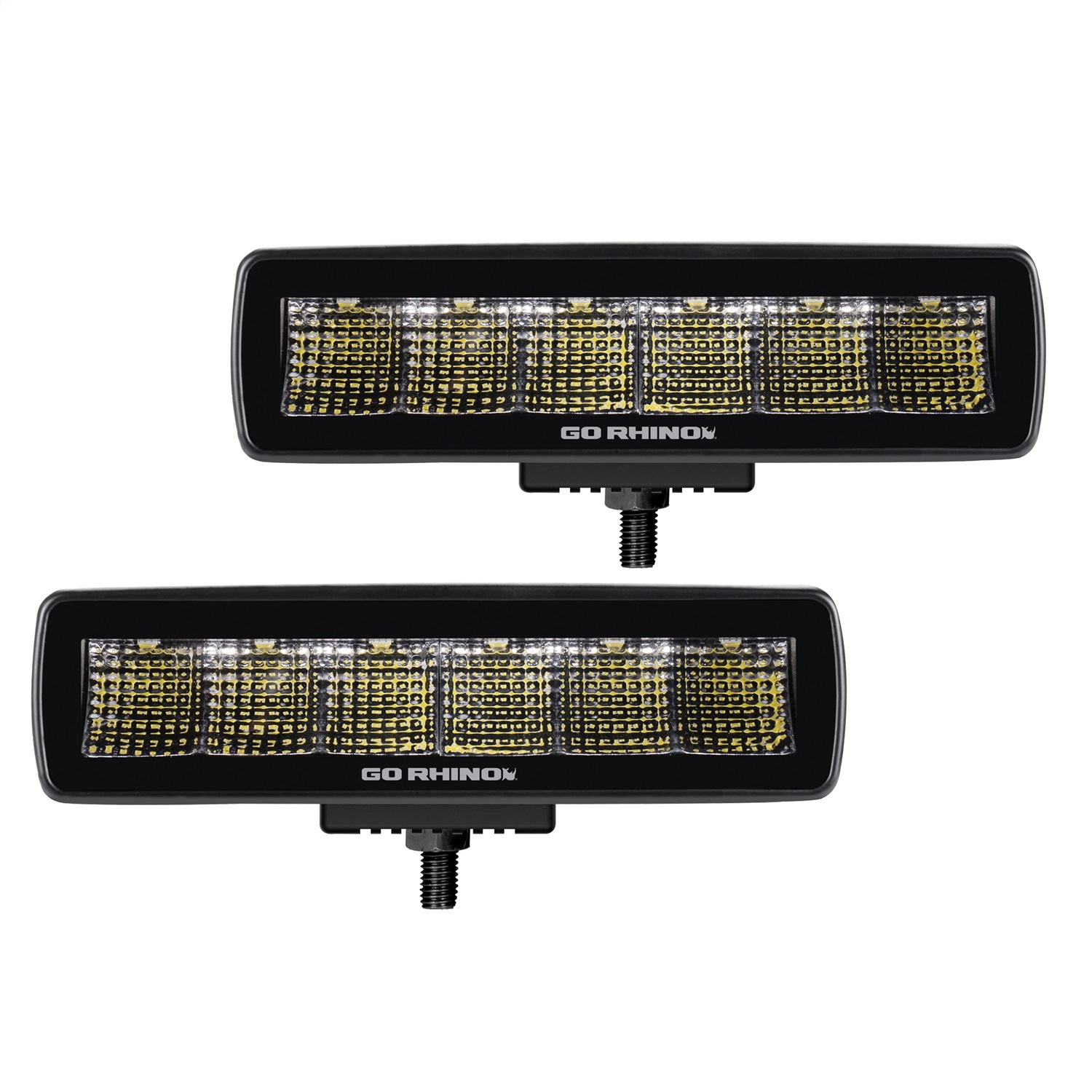 Go Rhino 750300621FBS - Xplor Blackout Series Sixline LED Flood Light Kit (Surface/Threaded Stud Mnt) - Blk (Pair)