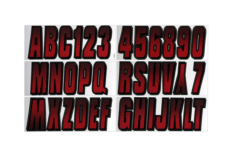 Hardline REBKG300 - Boat Lettering Registration Kit 3 in. - 300 Red/Black