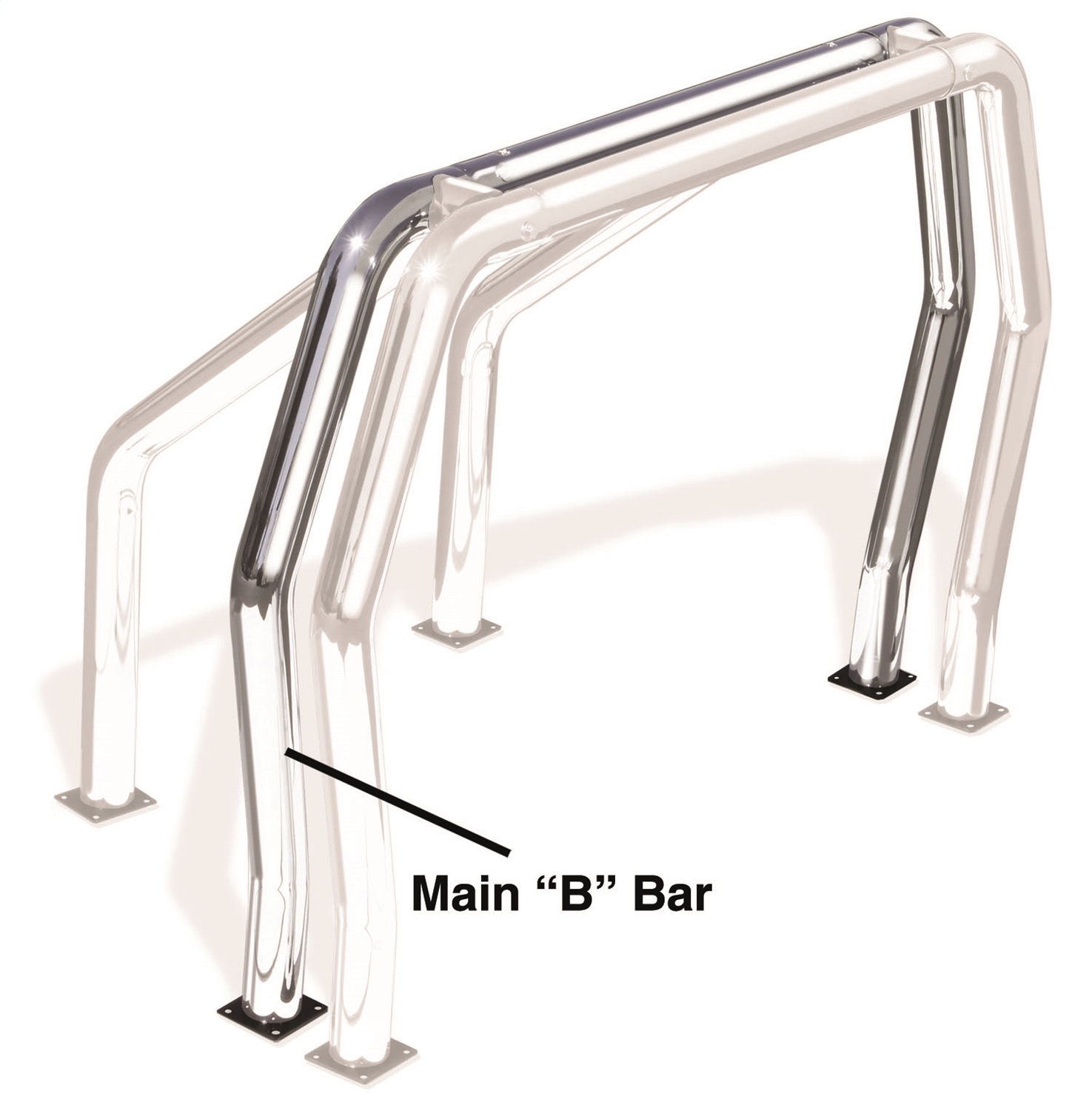 Go Rhino 91002C -  Bed Bar Compenent - "B" Main Bar - Chrome