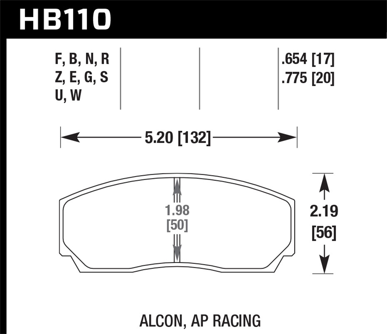 Hawk HB110D.654 - Performance Alcon/AP Racing 17mm ER-1 Motorsport Brake Pads