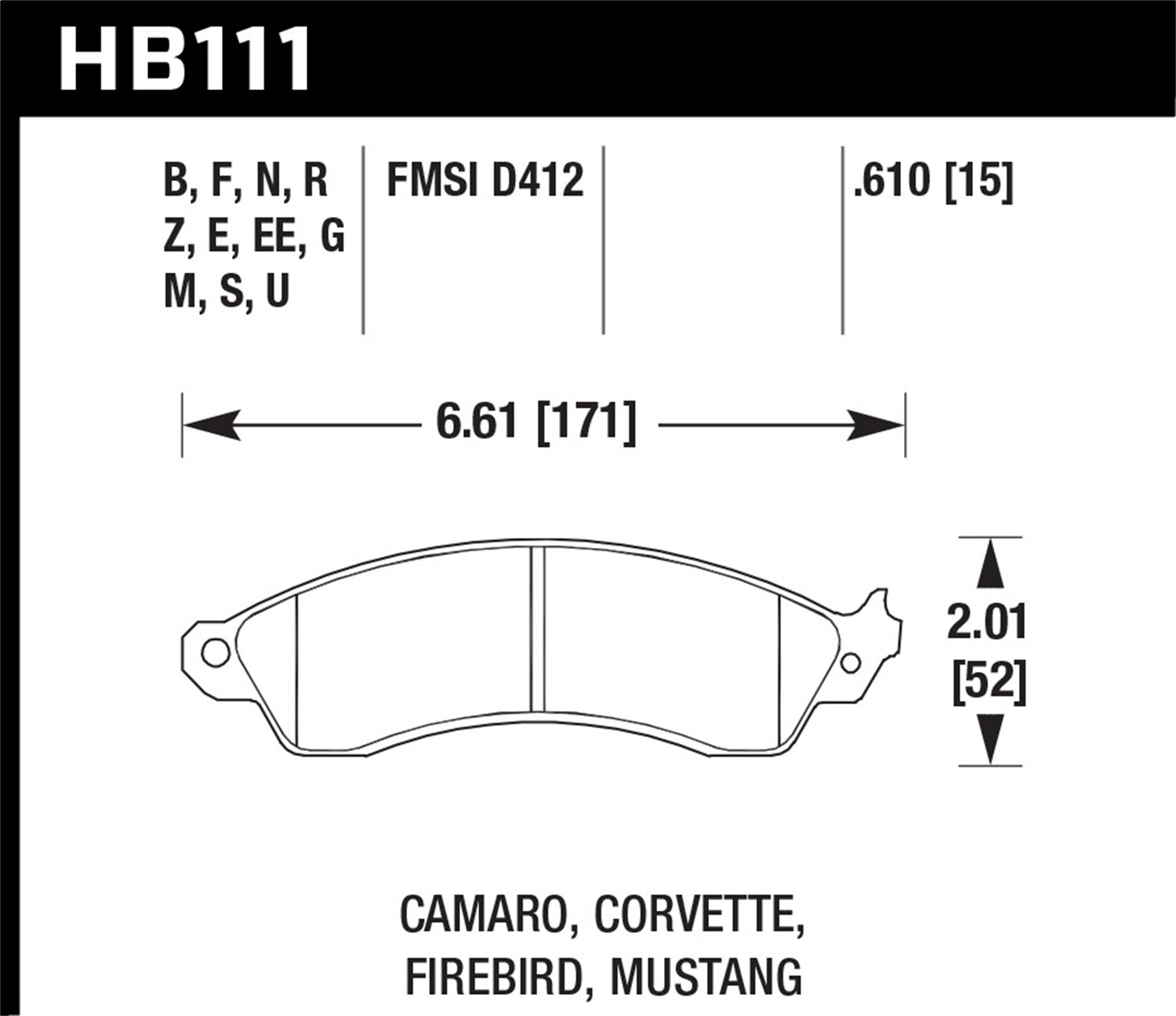 Hawk HB111M.610 - Black Disc Brake Pad